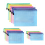 Oderra Pochette Plastique A4+A5+A6, 15PCS Pochette Zippée, PVC Mesh Zipper Pouch Document Wallet, Ranger Papiers petits Objets d