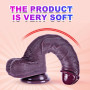 Grand gode réaliste noir de 23 cm, en silicone double couche, doté d'une ventouse puissante, massage du point G et de l'anus, pé