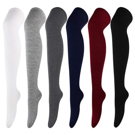 DRESHOW 6 Paires Chaussettes Hautes Montantes Chaussettes de Genoux Longues Cuisse Chaussettes Dessus du Genou Haut Bas de Démar