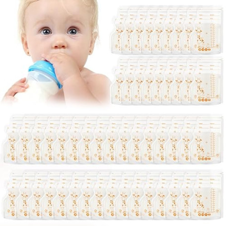 Aolso Sachet Conservation Lait Maternelle 250ML, 50PC Sac de stockage de lait maternel, Double Fermeture Étanche, Sac Lait Mater