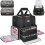 IVODEELA Organiseur de Vernis à Ongles,Sac de Rangement Vernis à Ongle pour 80 Bouteilles 15 ML et Lampe à Ongles,Sac Organisate