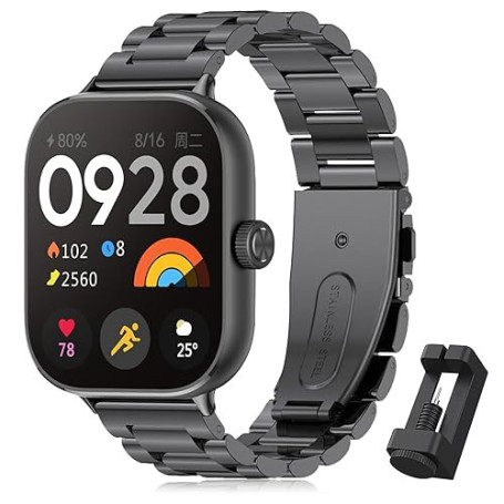 BDIG Bracelet en Métal en Acier Inoxydable pour Xiaomi Redmi Watch 6/5/4 Hommes Femmes, Compatible avec Xiaomi Mi Band 10 Pro/9