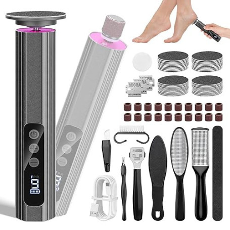 Rapeuse Pieds Electrique,14 en 1 Kit de Ponceuse Pieds et Lime Ongles,9 Vitessesavec,Ponceuse Pied Rechargeable 2000 mAh avec 40