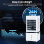 Climatiseur Mobile, 12 L Refroidisseur d'Air Évaporatif avec Télécommande, 6 Vitesses et 2 Modes, Minuterie 24H, 4 Boîtes des Gl