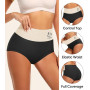 MIOTAN Lot de 5 Culottes en Coton pour Femmes Taille Haute Contrôle du Ventre Slip Extensible et Doux Couverture complète
