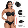 Lemorosy - Soutien-Gorge sans Bretelles pour Femmes à Armatures Décolleté en V avec Bretelles Amovibles Push up