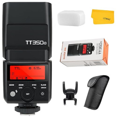 Godox TT350C Flash pour Appareils Photo Canon, 2.4G GN36 TTL Flash Speedlite HSS 1/8000s, Environ 210 Flashes à Pleine Puissance