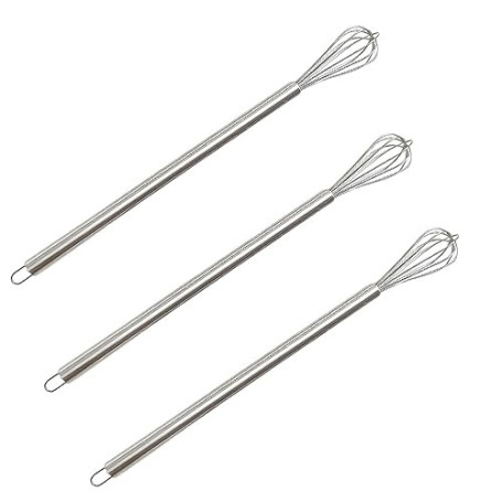Dargkwn Lot de 3 Mini Fouets en Acier Inoxydable, Petit Fouet de Cuisine pour Tasses, Mélangeur Manuel pour Matcha, Chocolat Cha