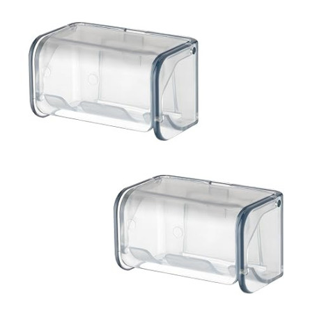 Ziyonix 2 Pcs Porte Brosse à Dents Mural avec Couvercle Support Mural Auto-adhésif à 2 Fentes Support de Brosse à Dents électriq