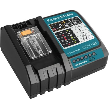 Waitley DC18RC Chargeur pour Makita 14.4V ~ 18V Batterie BL1860B BL1860 BL1850B BL1850 BL1840B BL1840 BL1415 BL1430