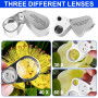 Lot de 2 loupes de bijouterie 30 x 40 x 60 x avec lumière noire LED et UV - Loupe de poche avec lumière pour pierres précieuses,