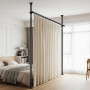 Zipglo Tringle Rideau Sans Percage ，155-350 cm (H) × 110-297 cm (L) ，Noir Cloison Amovible Sans Percage，Tringle à Rideaux Flexib