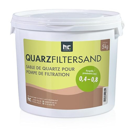 Höfer Chemie 5 kg Sable de Quartz Premium pour Filtre de Piscine 0,4-0,8 mm - Idéal pour Filtration d'eau Potable, Fabriqué en A