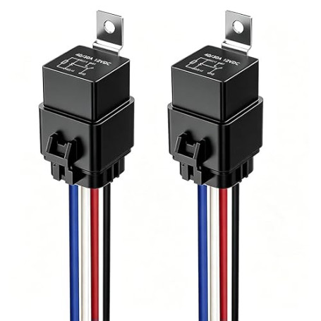 Gebildet Lot de 2 Relais Etanches Interrupteur 40/30A, Faisceau de Câbles 12 AWG avec Diode Intégrée, 12V CC, 4 Broches SPST, Re