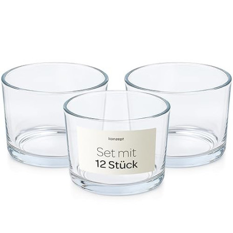 Lot 6/12 x Pot en Verre Vide pour la Fabrication des Bougies - contenants pour Bougies 150 ML sans Couvercle 82x58 mm - photopho