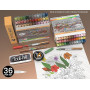 36 tons de terre Stylos de peinture acrylique à pointe flexible avec contrôle de débit automatique de 1-5 mm pour peinture sur r