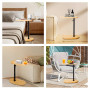 KUKKUME Table d'Appoint en Forme de C Réglable en Hauteur Petite Table Basse Latérale en Bambou et Métal Bout De Canape pour Sal