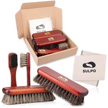 SULPO Lot de brosses à chaussures - Brosse à chaussures en crin de cheval souple - Entretien des chaussures de qualité supérieur