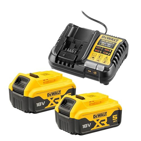 DeWalt - Pack 2 batteries XR 18V 5Ah Li-Ion + chargeur - DCB1104P2-QW