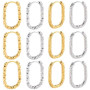SUNNYCLUE 1 boîte de 8 paires de Boucles D'Oreilles Créoles Ovales en Acier Inoxydable 4 styles Couleur Or Argent Brillant Recta