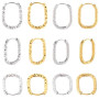 SUNNYCLUE 1 boîte de 8 paires de Boucles D'Oreilles Créoles Ovales en Acier Inoxydable 4 styles Couleur Or Argent Brillant Recta