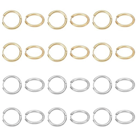 UNICRAFTALE 32pcs 2 couleurs Boucles D'Oreilles Créoles Huggie 20mm Manchette d'Oreille Doré Boucle d'Oreille Créole Acier Inoxy
