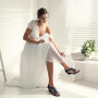 PIZZ ANNU Sandales Femme Été Compensées à Plateforme Escarpins Strass Sandale à Talon Compensé Mode Confort pour Soirée Mariage