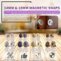 Swpeet Lot de 80 fermoirs magnétiques en métal de 14/18 mm pour couture, sacs à main, vêtements, cuir, argent, bronze, noir