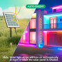 Bande lumineuse LED RVB solaire de 15 m de long avec dos autocollant avec fonction marche/arrêt automatique - Livré avec télécom