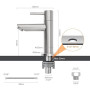 Ibergrif M18103 Mitigeur de lavabo à eau froide, monocommande pour lavabo extérieur, WC invités, acier inoxydable, finition bros