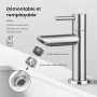 Ibergrif M18103 Mitigeur de lavabo à eau froide, monocommande pour lavabo extérieur, WC invités, acier inoxydable, finition bros
