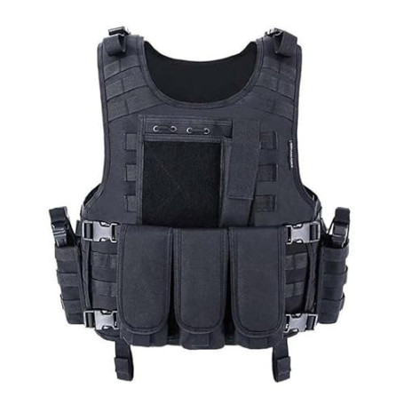 ACEXIER Gilet Airsoft Molle Gilet Tactique Porte Plaque Swat Gilet de Pêche Chasse Paintball Gilet Militaire Armée Armure Police