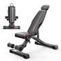 YOLEO Banc de Musculation Pliable Multifonction 300 kg avec Dossier et Appui-tête Élargis, Banc d'Entraînement Abdominal avec Do