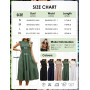 CMTOP Robe Ete Femme Robe Longue Chic et Elegant Manches à Volants Col Rond Robes au Genou Taille Élastique Décontractée Robe de