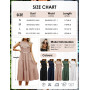 CMTOP Robe Ete Femme Robe Longue Chic et Elegant Manches à Volants Col Rond Robes au Genou Taille Élastique Décontractée Robe de