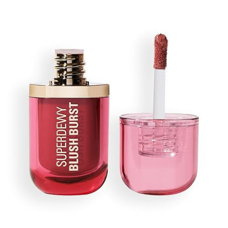 Revolution Superdewy Liquid Blush Burst, Fard à joues liquide à pigmentation buildable, formule sérum aux peptides et acide hyal