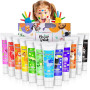 TOGOU2S Kit de Peinture au Doigt 12 Couleurs pour Enfants Non Toxique Lavable 36ml/Tube, Cadeau d'Éveil, Cadeau de Fête, Peintur