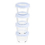 Amazon Basics ABL001 récipient en verre, 120 ml, transparent avec couvercles bleus, lot de 4