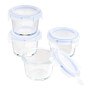 Amazon Basics ABL001 récipient en verre, 120 ml, transparent avec couvercles bleus, lot de 4