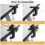 Lampe de Bureau LED à Double Tête, Lampe à Pince Pliable Respectueuse des Yeux, 3 Ttempératures de 10 Niveaux Couleur et Intensi