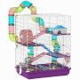 PawHut Cage pour Hamster Rongeur 4 étages avec Tunnels mangeoire Roue Maison échelles dim. 46L x 30l x 58H cm Violet
