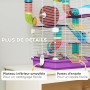 PawHut Cage pour Hamster Rongeur 4 étages avec Tunnels mangeoire Roue Maison échelles dim. 46L x 30l x 58H cm Violet