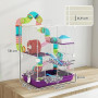 PawHut Cage pour Hamster Rongeur 4 étages avec Tunnels mangeoire Roue Maison échelles dim. 46L x 30l x 58H cm Violet