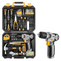 DEKO Caisse a Outil avec Perceuse Visseuse Multifonction Sans Fil 8V, 126 Pièces Malette Outils complete, Ensemble d'Outils avec
