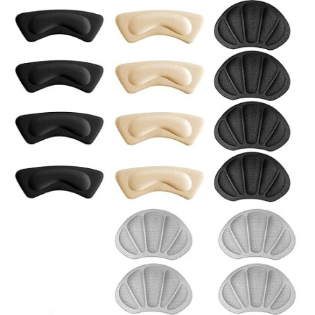 8 Paires Coussinets de Talon, Auto-Adhésif Talon Chaussure, Cousinette Talon de Sport Antidérapant, Empêche Frottements et Ampou