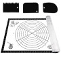 Tapis Patisserie pour Étaler la Pate,70 x 50cm Tapis de Cuisson Silicone Antidérapant avec 3 Grattoirs,Mesurable Silicone Patiss