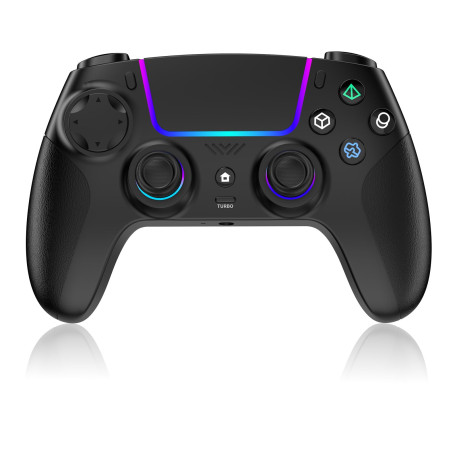 JORREP Manette sans fil pour PS5/Pro/Steam Deck/PC/MAC/iOS/Android10, manette de jeu avec éclairage RVB/double vibration/turbo/p