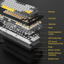 Clavier mécanique filaire AJAZZ AK820, clavier de jeu à 75 % avec bouton de contrôle du volume, touches PBT, 82 touches, coussin