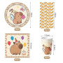 68 Pièce Assortiments Capybara Vaisselle de Fete, Vaisselle Anniversaire Capybara, Decoration Anniversaire Enfant Assiette Tasse