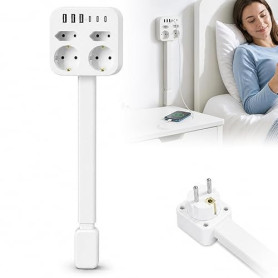 Multiprise extensible 45-65 cm, multiprise avec USB, 3 USB et 3 prises de type C, 4 prises CA, montage mural pour canapé, lit, b